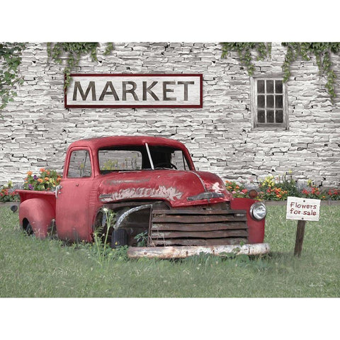 Truck at Market Gold Ornate Wood Framed Art Print with Double Matting by Deiter, Lori