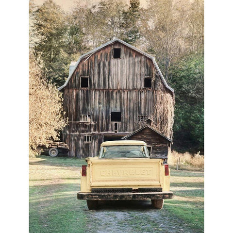 Yellow Chevy Gold Ornate Wood Framed Art Print with Double Matting by Deiter, Lori