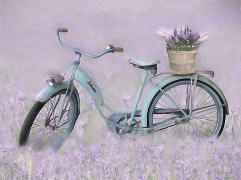 Bicycle in Lavender White Modern Wood Framed Art Print with Double Matting by Deiter, Lori