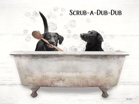 Scrub-a-Dub-Dub Black Ornate Wood Framed Art Print with Double Matting by Deiter, Lori