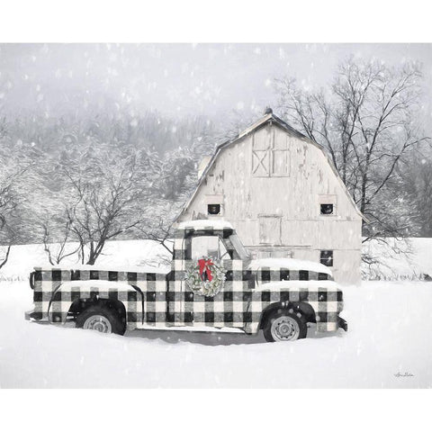 Checkered Country Christmas    White Modern Wood Framed Art Print by Deiter, Lori