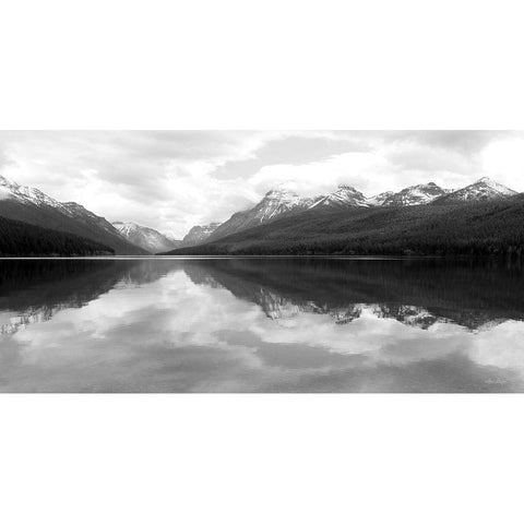 Bowman Lake Reflections    White Modern Wood Framed Art Print by Deiter, Lori