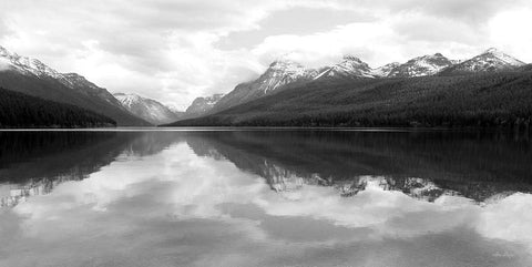 Bowman Lake Reflections    White Modern Wood Framed Art Print with Double Matting by Deiter, Lori