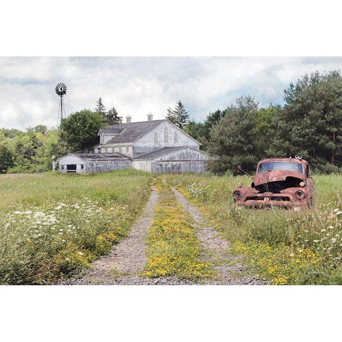 Grand Old Barn Gold Ornate Wood Framed Art Print with Double Matting by Deiter, Lori