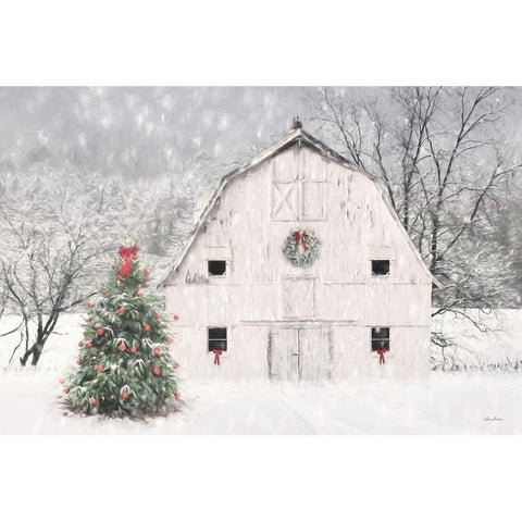 Christmas in the Country  Black Modern Wood Framed Art Print with Double Matting by Deiter, Lori