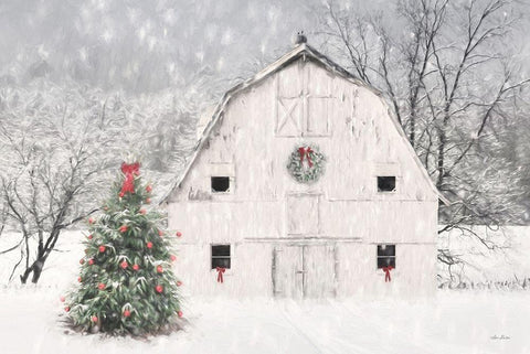 Christmas in the Country  White Modern Wood Framed Art Print with Double Matting by Deiter, Lori