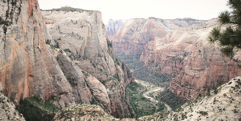 Zion from Above White Modern Wood Framed Art Print with Double Matting by Deiter, Lori