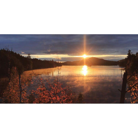 Saranac Lake Sunset Gold Ornate Wood Framed Art Print with Double Matting by Deiter, Lori