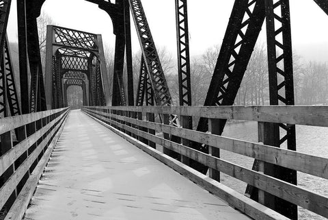 Old Railroad Bridge Black Ornate Wood Framed Art Print with Double Matting by Deiter, Lori