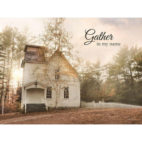 Gather in My Name White Modern Wood Framed Art Print by Deiter, Lori