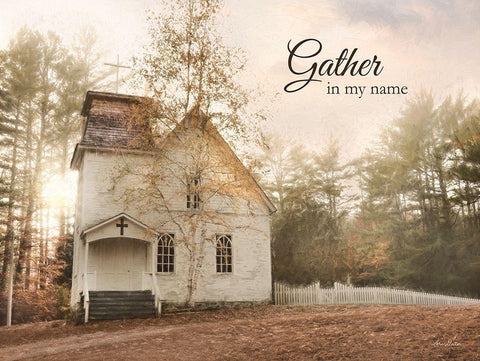 Gather in My Name White Modern Wood Framed Art Print with Double Matting by Deiter, Lori