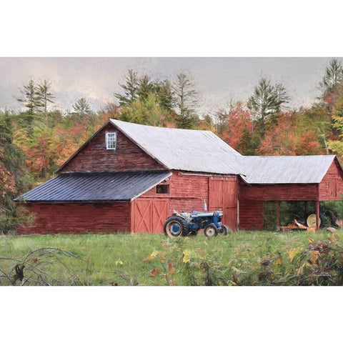 Red Adirondack Barn Black Modern Wood Framed Art Print with Double Matting by Deiter, Lori