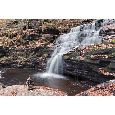 Peaceful Day at Mohican Falls Gold Ornate Wood Framed Art Print with Double Matting by Deiter, Lori