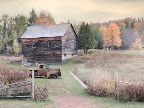 Fall on the Farm I White Modern Wood Framed Art Print with Double Matting by Deiter, Lori