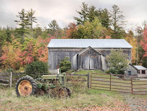 Fall on the Farm II Black Ornate Wood Framed Art Print with Double Matting by Deiter, Lori