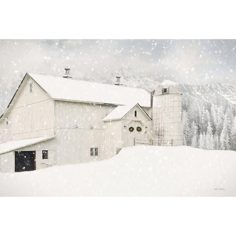 Snowy Mountain Farm Gold Ornate Wood Framed Art Print with Double Matting by Deiter, Lori