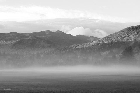 Foggy Morning Mountains Black Ornate Wood Framed Art Print with Double Matting by Deiter, Lori