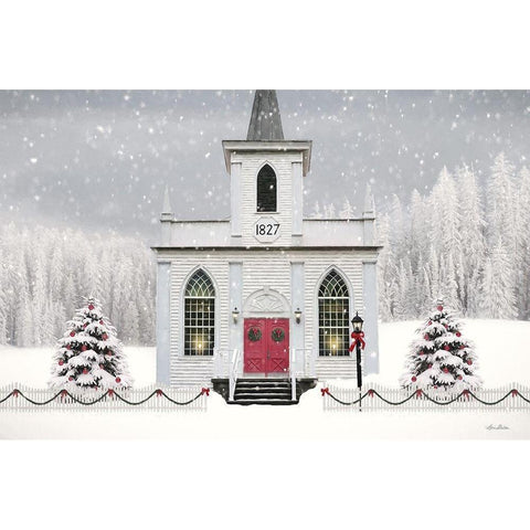 Christmas Church Black Modern Wood Framed Art Print with Double Matting by Deiter, Lori