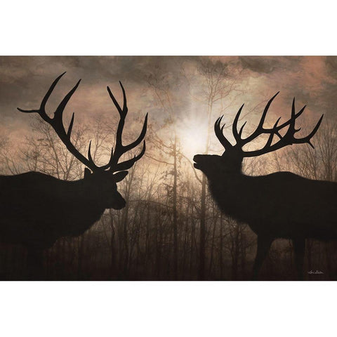 Elk Sunrise III Gold Ornate Wood Framed Art Print with Double Matting by Deiter, Lori