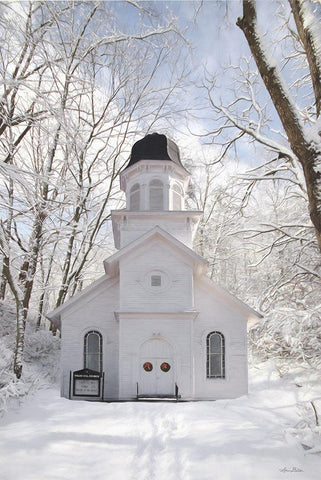 Church in the Woods Black Ornate Wood Framed Art Print with Double Matting by Deiter, Lori