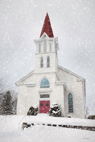 St. Johns Church in Winter Black Ornate Wood Framed Art Print with Double Matting by Deiter, Lori