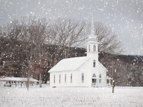 Weishample Church in Winter Black Ornate Wood Framed Art Print with Double Matting by Deiter, Lori