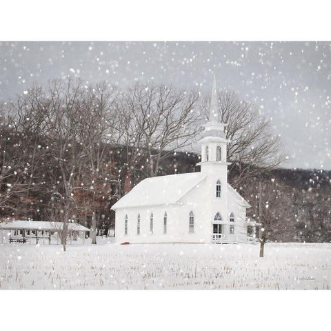 Weishample Church in Winter Black Modern Wood Framed Art Print with Double Matting by Deiter, Lori