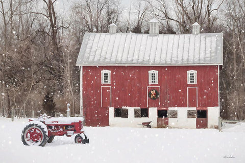 Lickdale Farm in Winter Black Ornate Wood Framed Art Print with Double Matting by Deiter, Lori