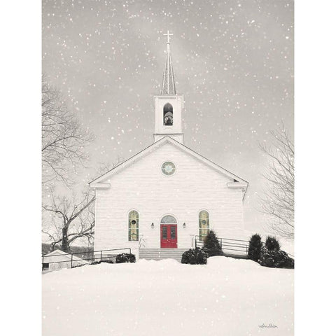 Hilltop Church White Modern Wood Framed Art Print by Deiter, Lori