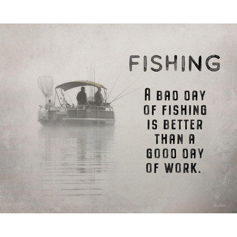 Fishing is Better White Modern Wood Framed Art Print by Deiter, Lori