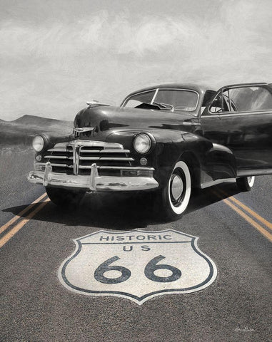 Historic Route 66 Black Ornate Wood Framed Art Print with Double Matting by Deiter, Lori