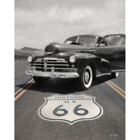 Historic Route 66 Black Modern Wood Framed Art Print with Double Matting by Deiter, Lori