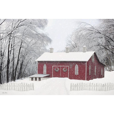 Barn of Hearts White Modern Wood Framed Art Print by Deiter, Lori