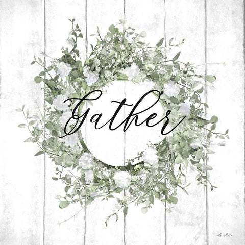 Gather Wreath Black Ornate Wood Framed Art Print with Double Matting by Deiter, Lori