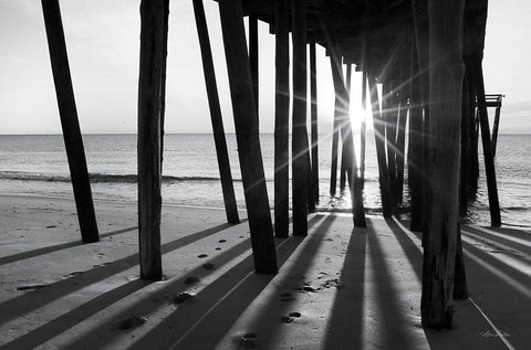 Sunrise at the Pier I White Modern Wood Framed Art Print with Double Matting by Deiter, Lori