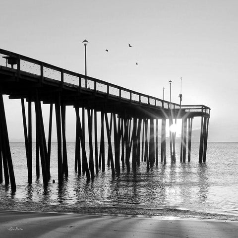 Sunrise at the Pier I White Modern Wood Framed Art Print by Deiter, Lori