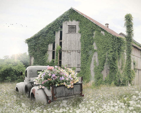 Field of Flowers Black Ornate Wood Framed Art Print with Double Matting by Deiter, Lori