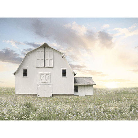 White Summer Barn Black Modern Wood Framed Art Print with Double Matting by Deiter, Lori