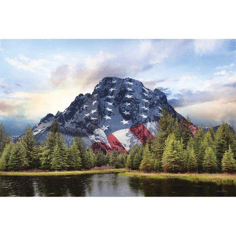 Patriotic Tetons   White Modern Wood Framed Art Print by Deiter, Lori