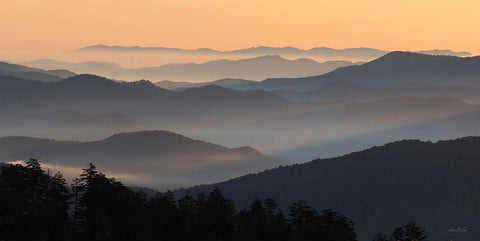 Clingmans at Daybreak White Modern Wood Framed Art Print with Double Matting by Deiter, Lori