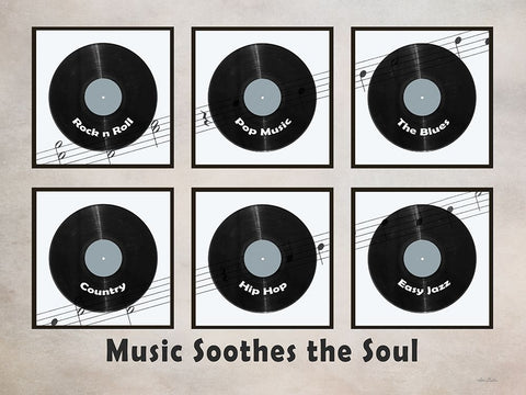 Music Soothes the Soul White Modern Wood Framed Art Print with Double Matting by Deiter, Lori