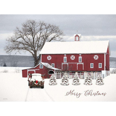 Country Merry Christmas White Modern Wood Framed Art Print by Deiter, Lori