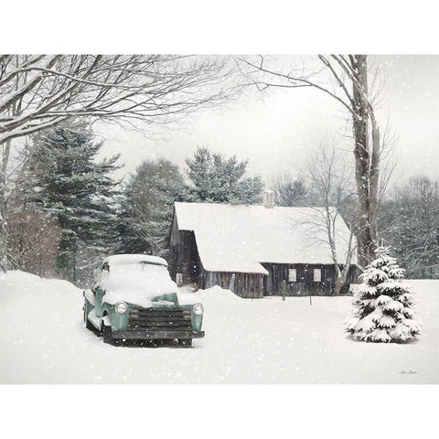 Winter on the Old Farm Black Modern Wood Framed Art Print with Double Matting by Deiter, Lori