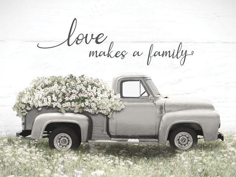 Love Makes a Family White Modern Wood Framed Art Print with Double Matting by Deiter, Lori