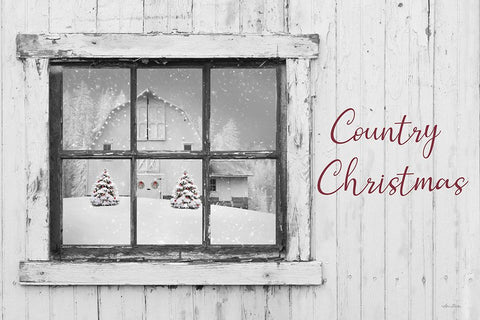 Country Christmas Window White Modern Wood Framed Art Print with Double Matting by Deiter, Lori