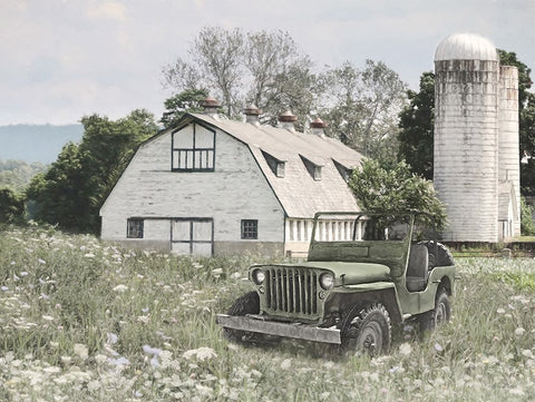 Old Jeep at the Farm Black Modern Wood Framed Art Print by Deiter, Lori