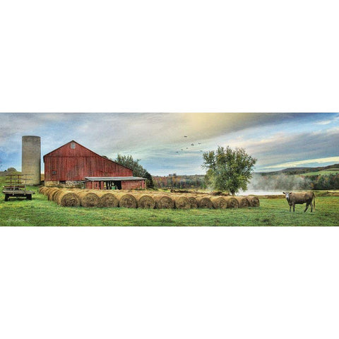 Hay Harvest Black Modern Wood Framed Art Print with Double Matting by Deiter, Lori