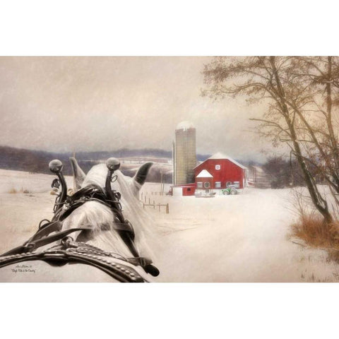 Sleigh Ride in the Country Gold Ornate Wood Framed Art Print with Double Matting by Deiter, Lori