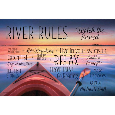 River Rules Black Modern Wood Framed Art Print with Double Matting by Deiter, Lori