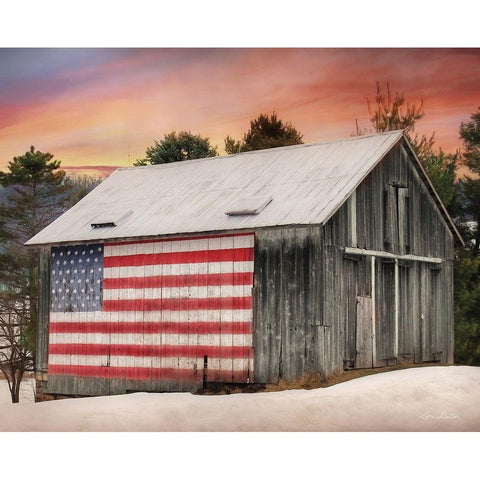 Flag Barn White Modern Wood Framed Art Print by Deiter, Lori